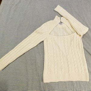 Cream Ganni sweater with zip neck